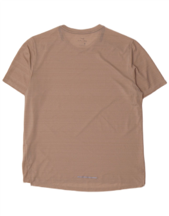 Nike Uomo Dri Fit T-shirt Top Large Rosa Gessato Poliestere