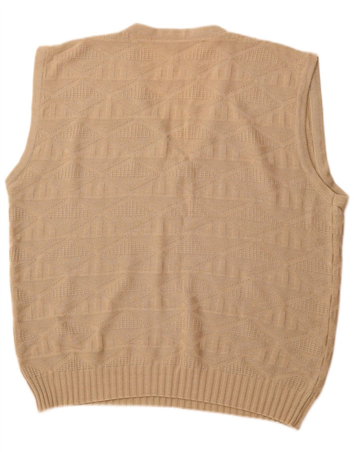 VINTAGE Mens Vest Tank Top Large Brown Polyacrylic