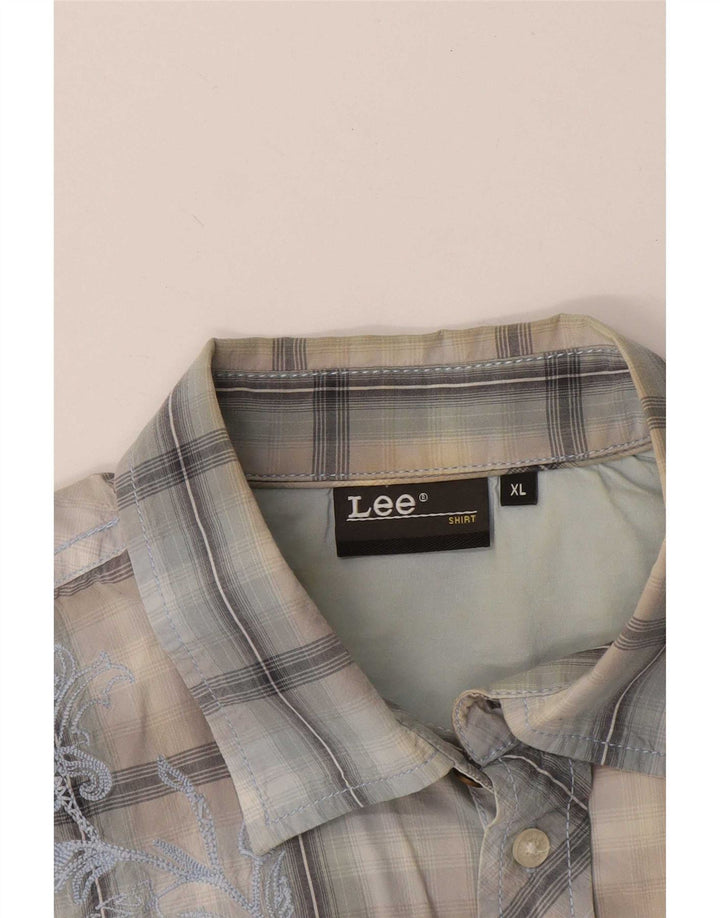 Camicia a maniche corte da uomo Lee XL a quadri blu