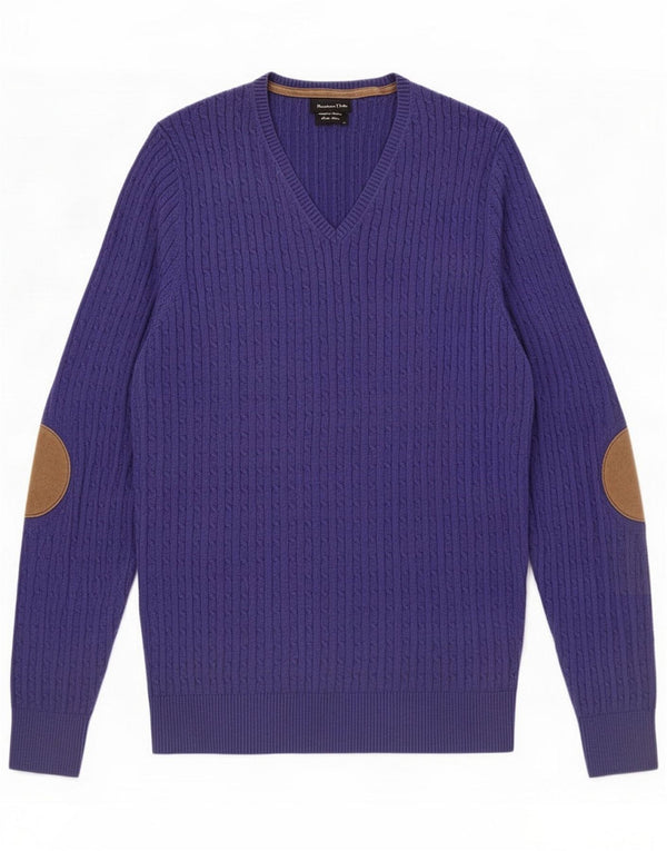 Massimo Dutti Maglione da donna con scollo a V UK 12 Medio Blu Navy