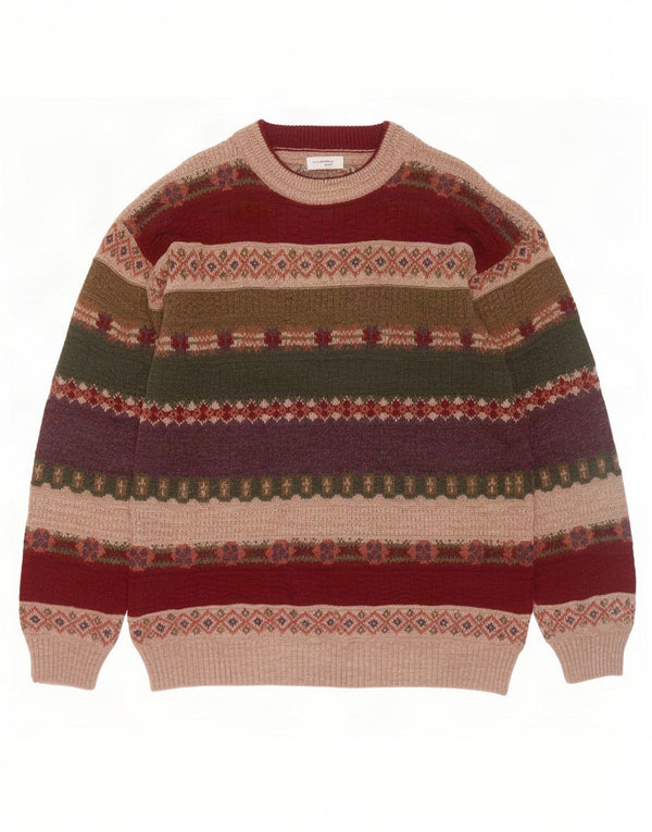 Maglione girocollo da uomo vintage IT 50 Fair Isle medio multicolore