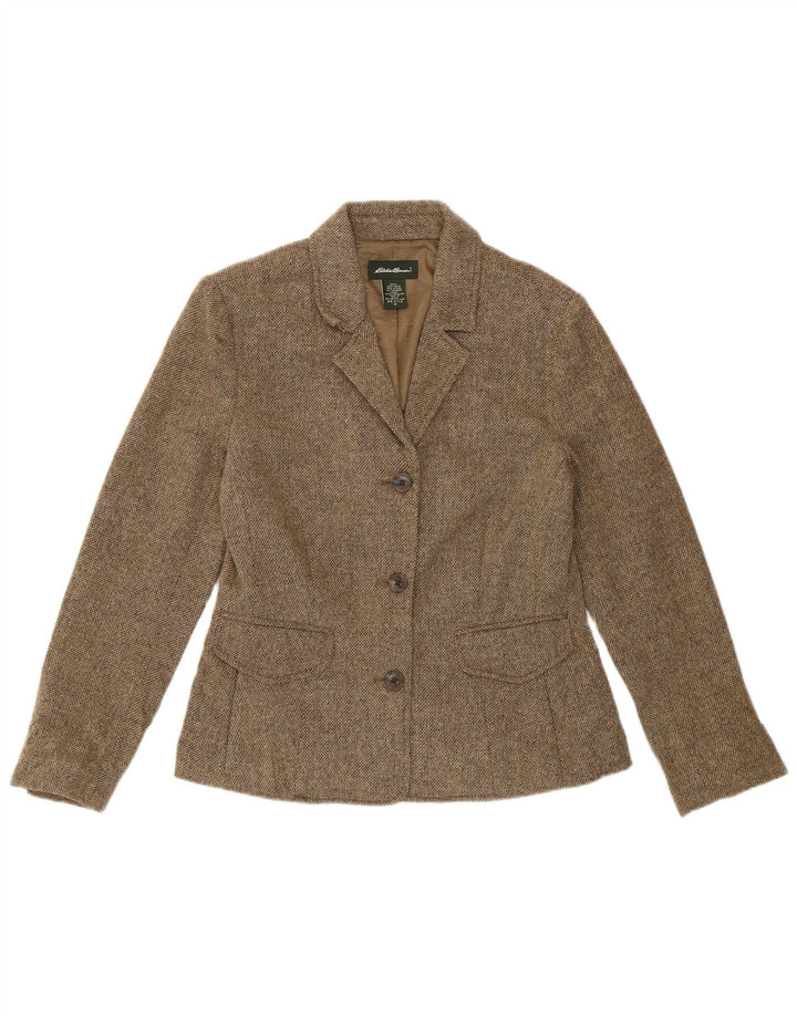 Giacca blazer da donna Petite a 3 bottoni EDDIE BAUER US 2 XS Beige chiazzata