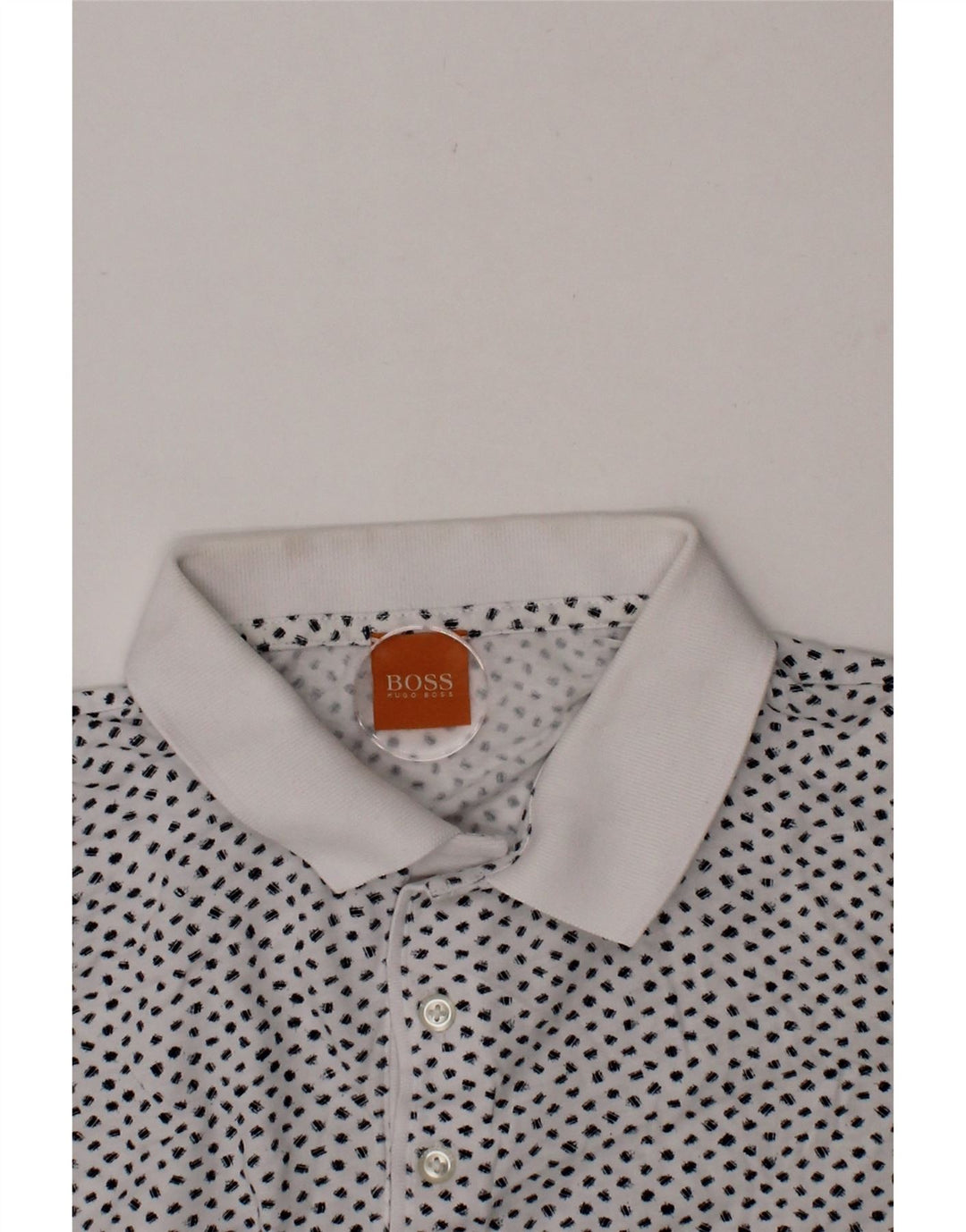 HUGO BOSS Mens Polo Shirt Small White Spotted Cotton Vintage Hugo Boss and Second-Hand Hugo Boss from Messina Hembry 