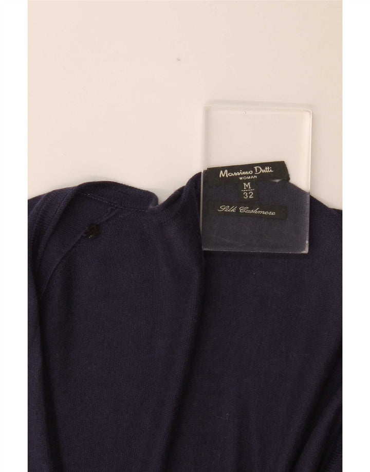 Maglione cardigan da donna Massimo Dutti UK 12 Seta blu navy media