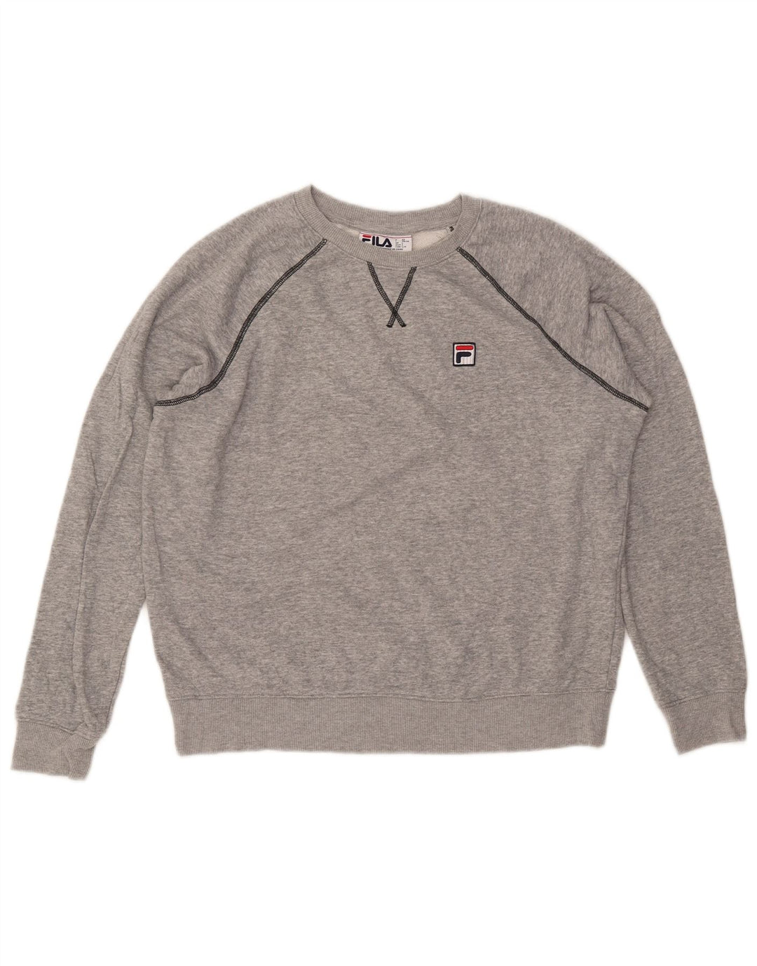 Felpa da donna FILA Maglione UK 16 Grande cotone chiazzato grigio