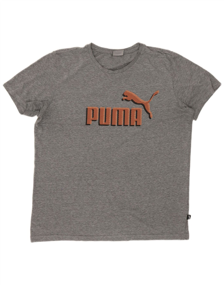 T-shirt grafica da uomo PUMA in cotone mélange grigio medio