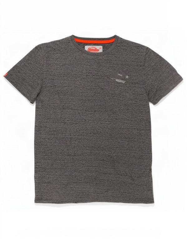 T-shirt da uomo Superdry Top Small in cotone chiazzato grigio