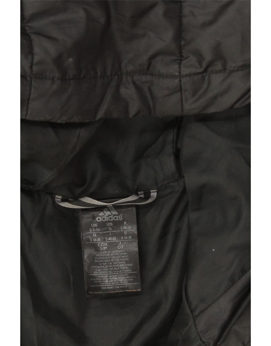 Giacca imbottita con cappuccio da donna Adidas UK 8/10 Small Poliestere nero