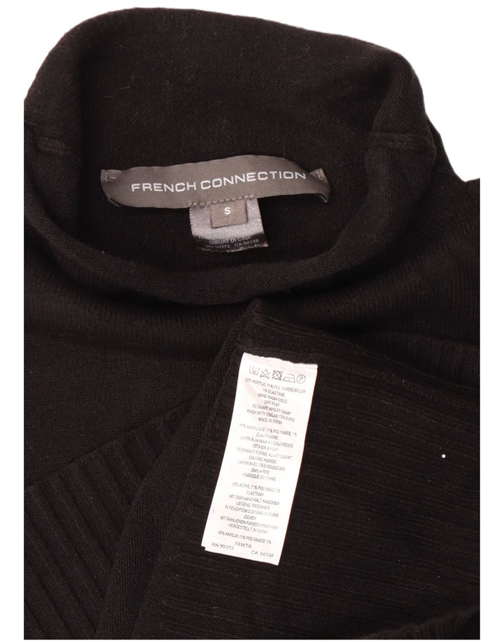 Maglione maglione da donna con collo alto French Connection UK 10 piccolo acrilico nero
