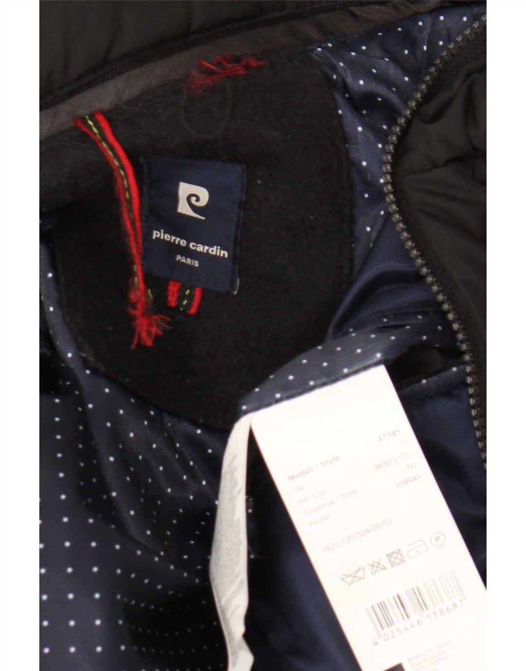 Cappotto giacca a vento da uomo Pierre Cardin IT 50 Large in lana blu navy