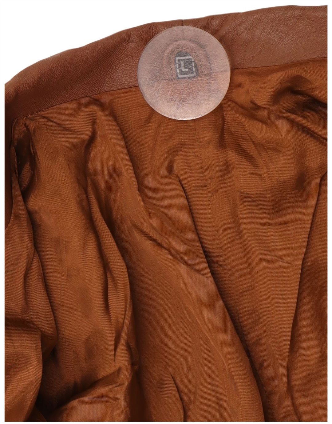 Giacca blazer in pelle da donna vintage a 1 bottone UK 16 grande marrone