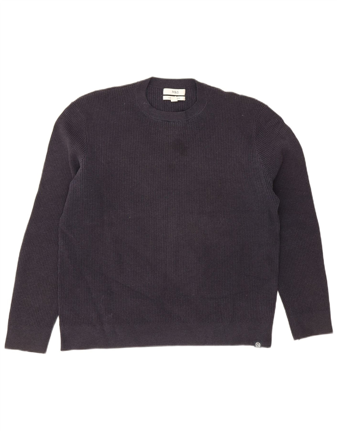Maglione maglione girocollo da uomo Marks & Spencer grande poliestere blu navy