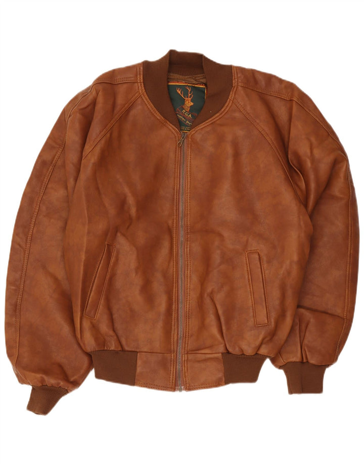 Giacca in pelle vintage da uomo UK 40 grande marrone