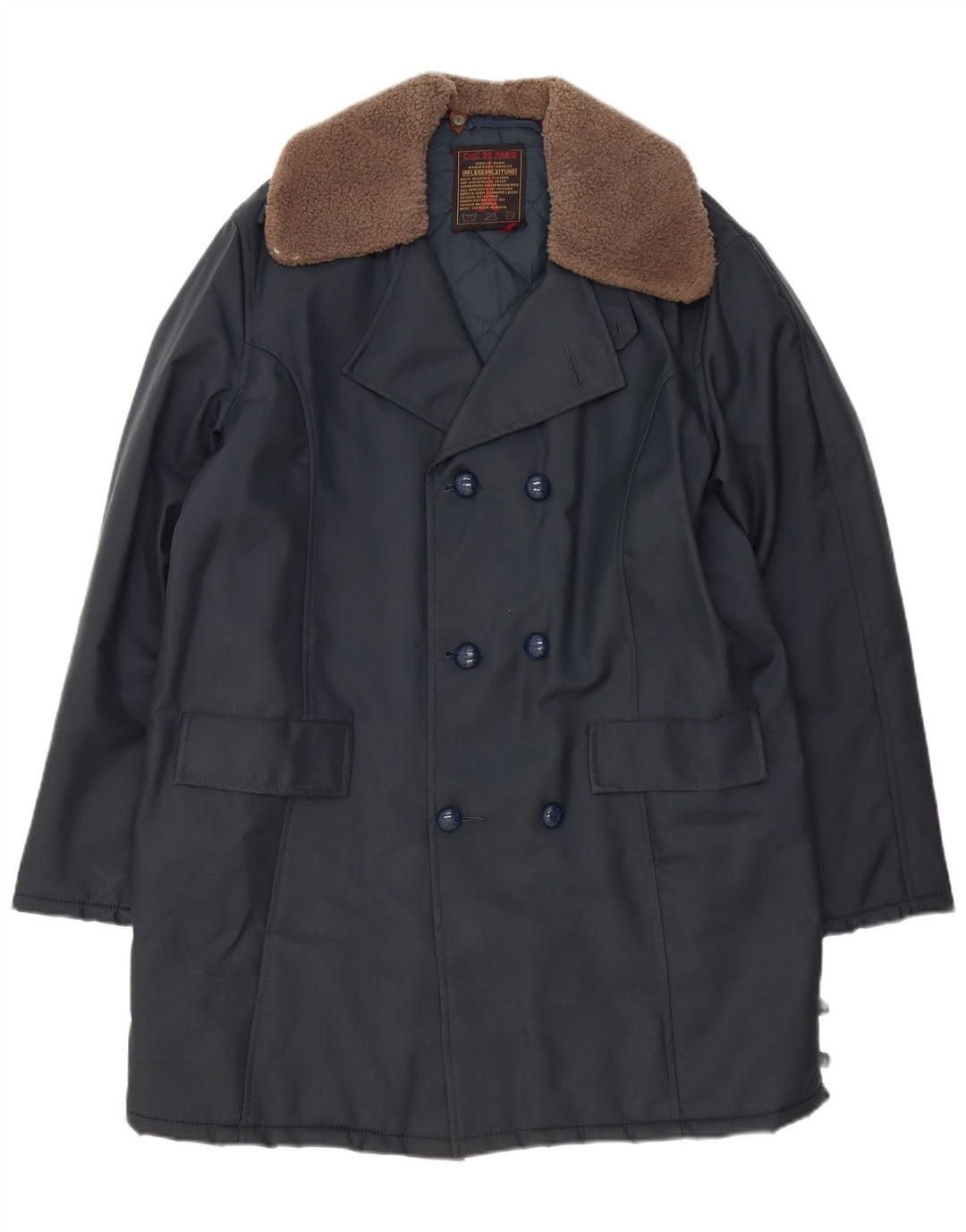 Cappotto doppiopetto da uomo chic UK 42 XL blu navy