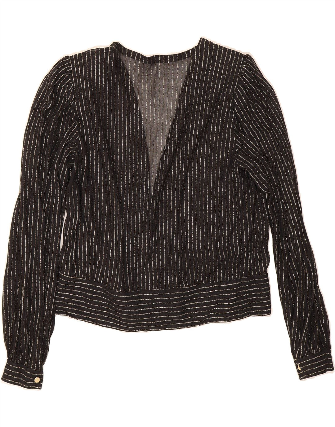 VINTAGE Womens Blouse Top UK 12 Medium Grey Striped Vintage Vintage and Second-Hand Vintage from Messina Hembry 
