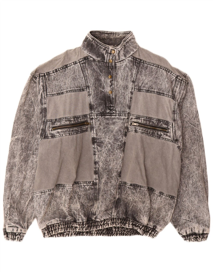 Giacca in denim pullover da donna VINTAGE UK 20 2XL cotone grigio