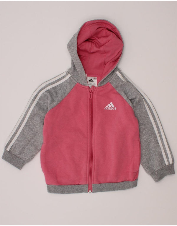 Felpa con cappuccio e zip Adidas da bambina 12-18 mesi in cotone color block rosa