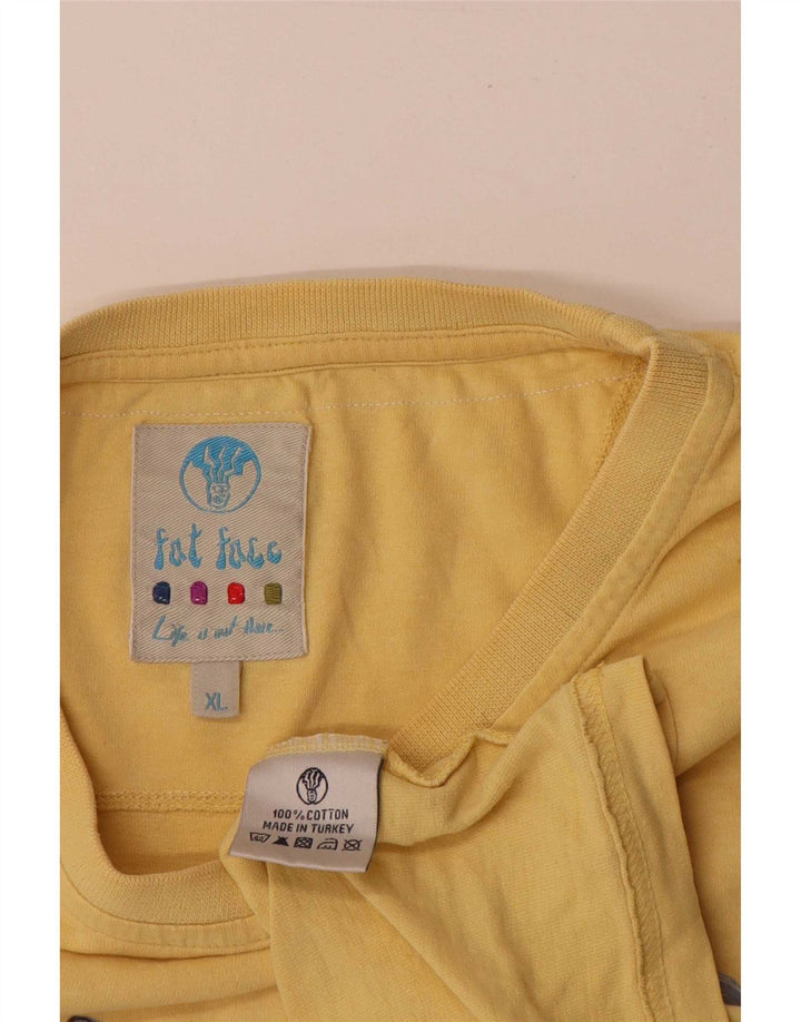 T-shirt grafica da uomo Fat Face Top XL in cotone giallo