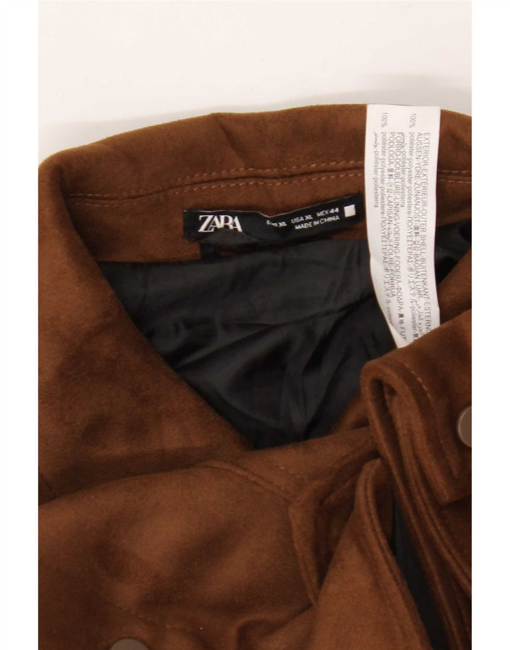 Giubbotto bomber da uomo Zara in finta pelle scamosciata UK 42 XL Poliestere beige