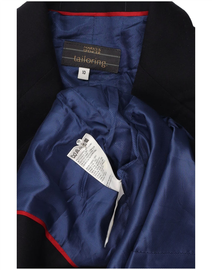 Giacca blazer a 2 bottoni Marks & Spencer da donna UK 10 piccola in lana blu navy