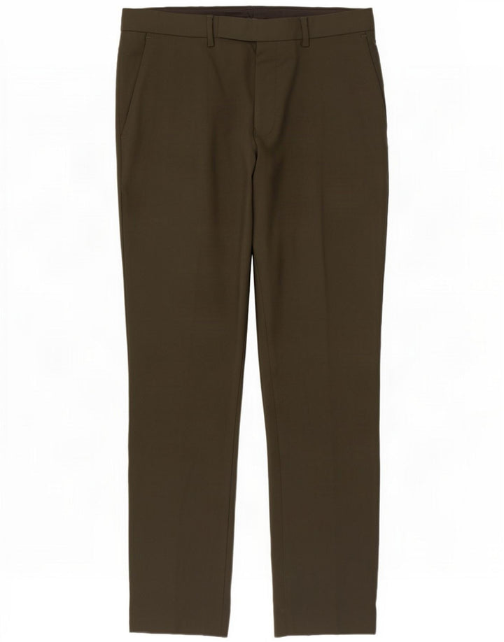 Pantaloni da abito da uomo Marks & Spencer W34 L31 Poliestere kaki