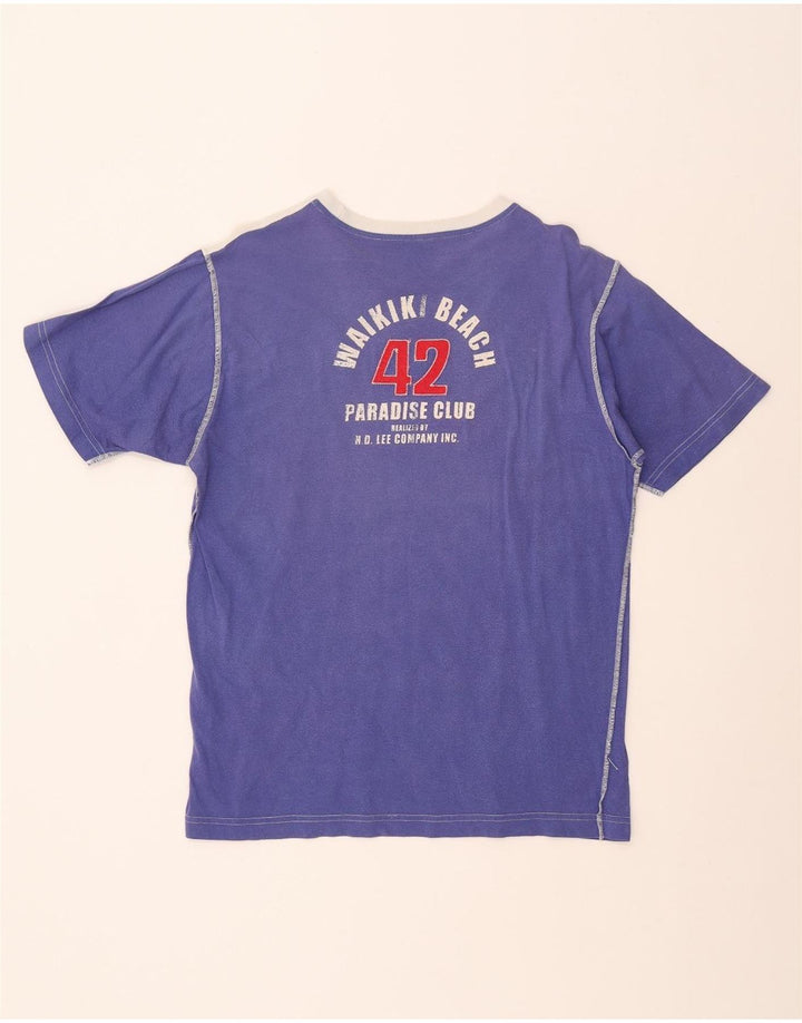 T-shirt grafica da uomo LEE Top grande in cotone color block blu