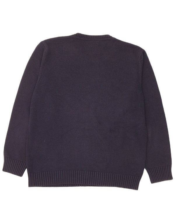 Lacoste Mens Crew Neck Jumper Sweater Size 5 Large Navy Blue Cotton