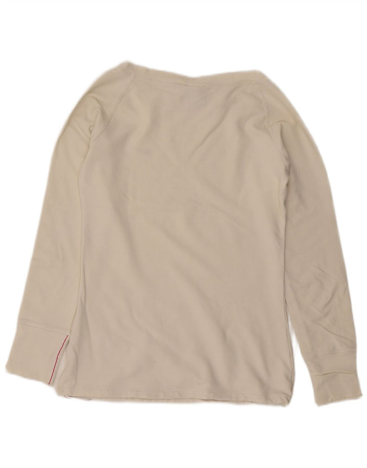 Top Nike da donna a maniche lunghe UK 10/12 cotone bianco medio