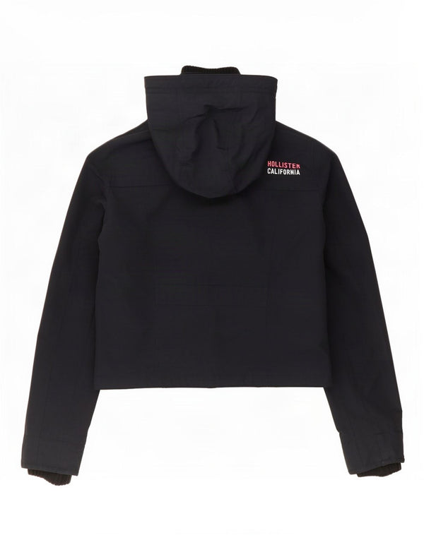 Giacca antipioggia con cappuccio da donna Hollister UK 14 Medium Navy Blue Nylon