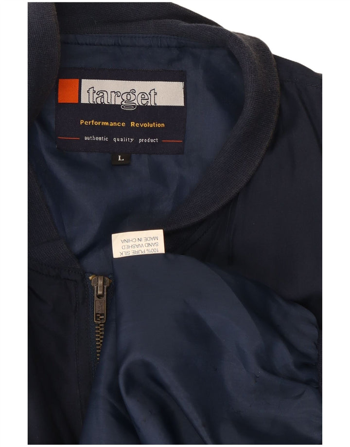 Giubbotto bomber vintage da uomo UK 40 grande seta blu navy