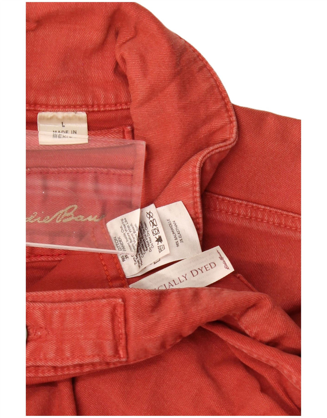Giacca in denim da donna EDDIE BAUER UK 16 grande cotone rosso