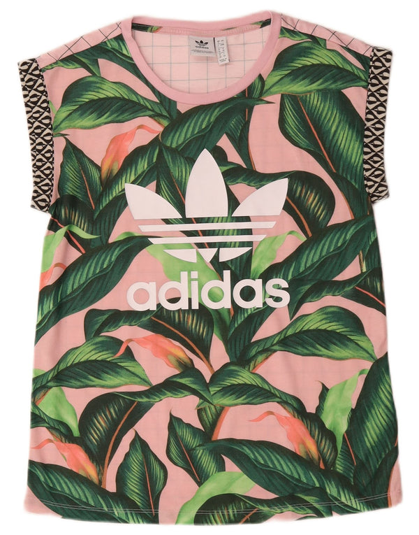 T-shirt grafica da donna Adidas Top UK 8 Small Pink Floral Poliestere