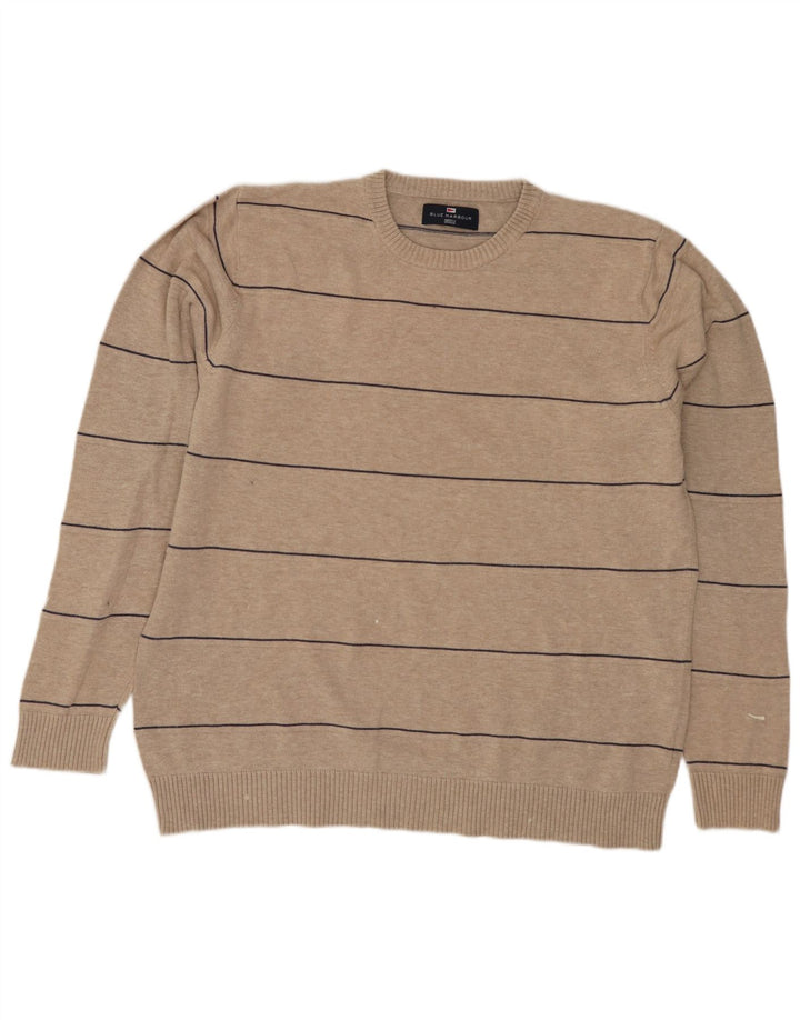 Maglione maglione girocollo da uomo Marks & Spencer blu Harbour beige medio