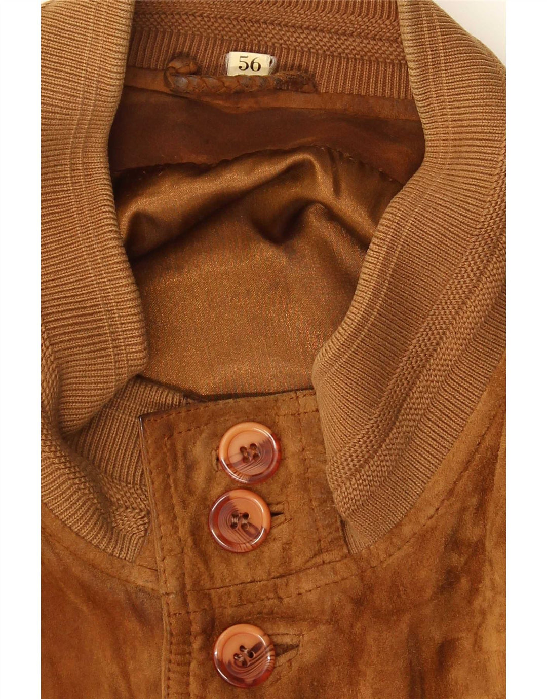 Giubbotto bomber vintage in pelle scamosciata da uomo IT 56 3XL Marrone