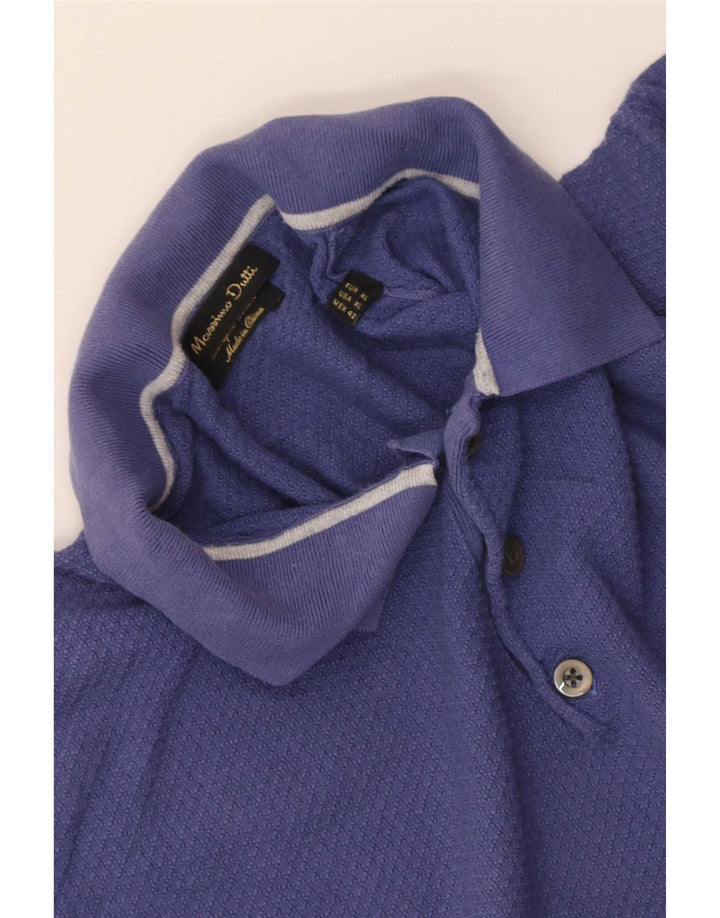 Massimo Dutti Maglione da uomo a maniche corte con collo a polo XL Blu