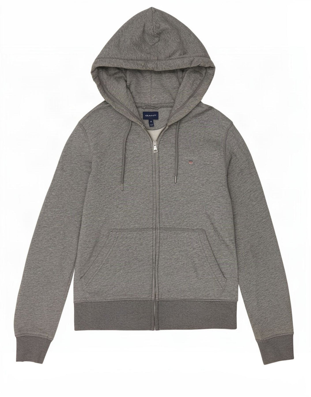 Gant Maglione con cappuccio e zip da uomo piccolo in cotone grigio