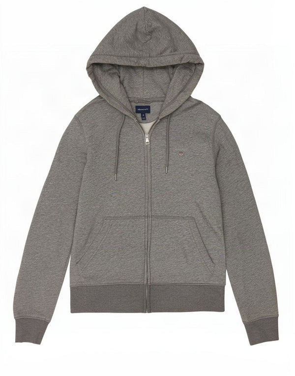 Gant Maglione con cappuccio e zip da uomo piccolo in cotone grigio