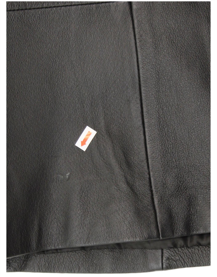 Giacca blazer in pelle da donna a 3 bottoni Agenda UK 24 4XL Pelle nera