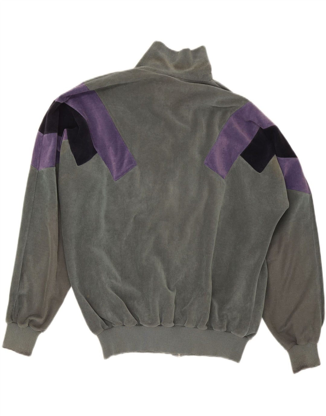 VINTAGE Mens Tracksuit Top Jacket IT 52 Large Grey Colourblock Cotton