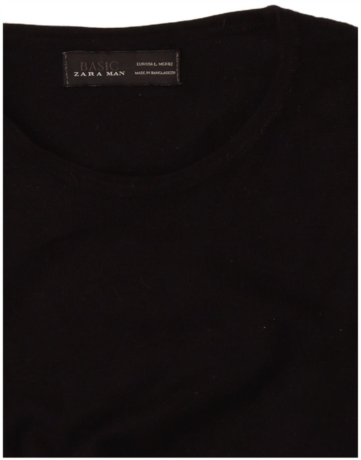 Maglione maglione girocollo da uomo Zara grande nero