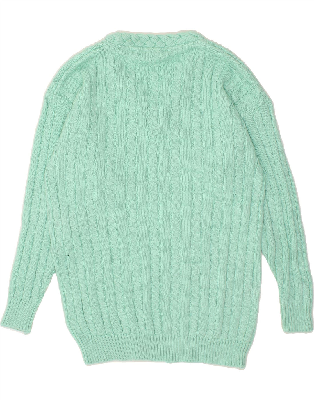 VINTAGE Womens Longline V-Neck Jumper Sweater IT 44 Medium Turquoise Vintage Vintage and Second-Hand Vintage from Messina Hembry 