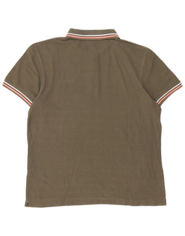 Polo da uomo Lotto Life Large in cotone a righe kaki