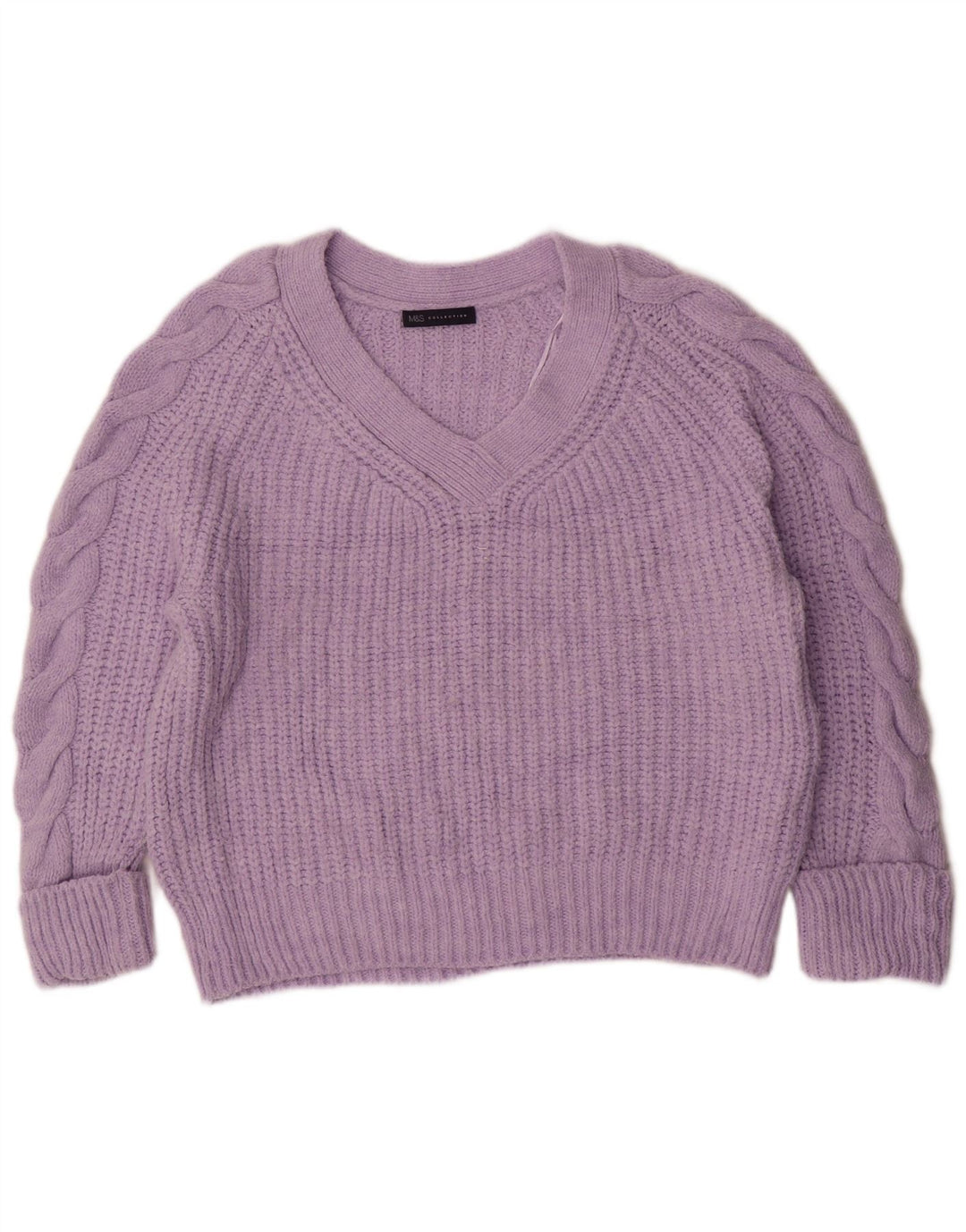 Maglione oversize con scollo a V da donna Marks & Spencer UK 14 Viola medio