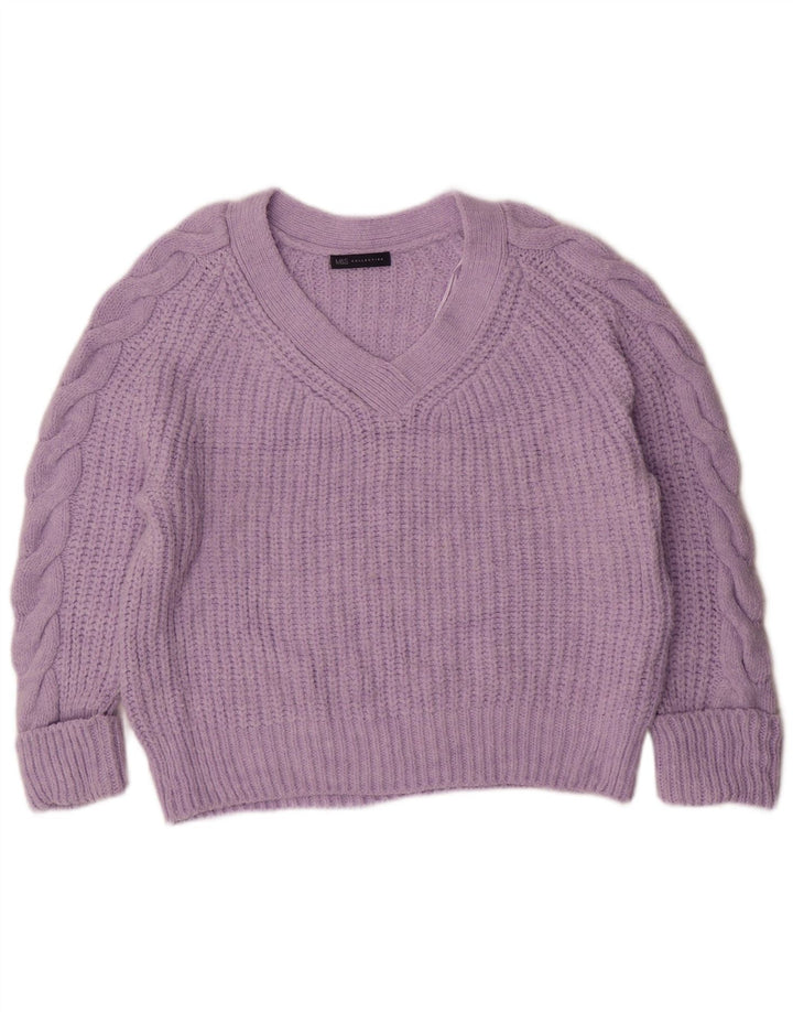 Maglione oversize con scollo a V da donna Marks & Spencer UK 14 Viola medio
