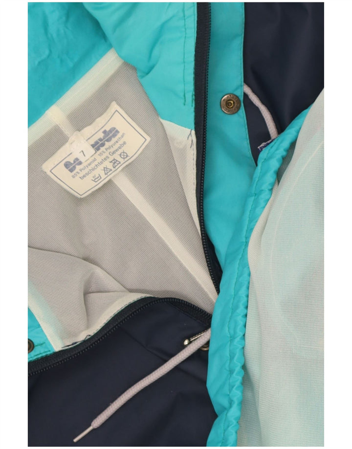 Giacca antipioggia vintage da uomo con cappuccio UK 40 grande blocco di colori multicolore
