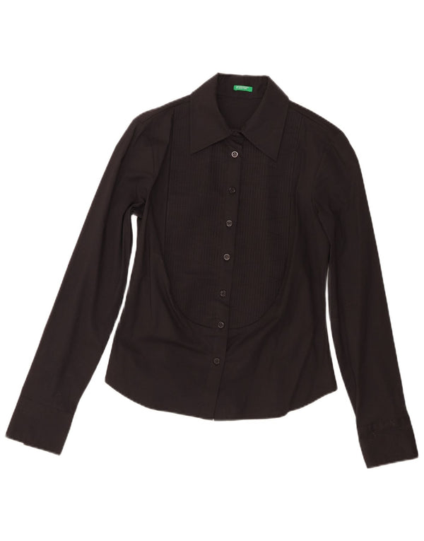 Camicia da smoking da donna Benetton UK 10 piccola in cotone nero