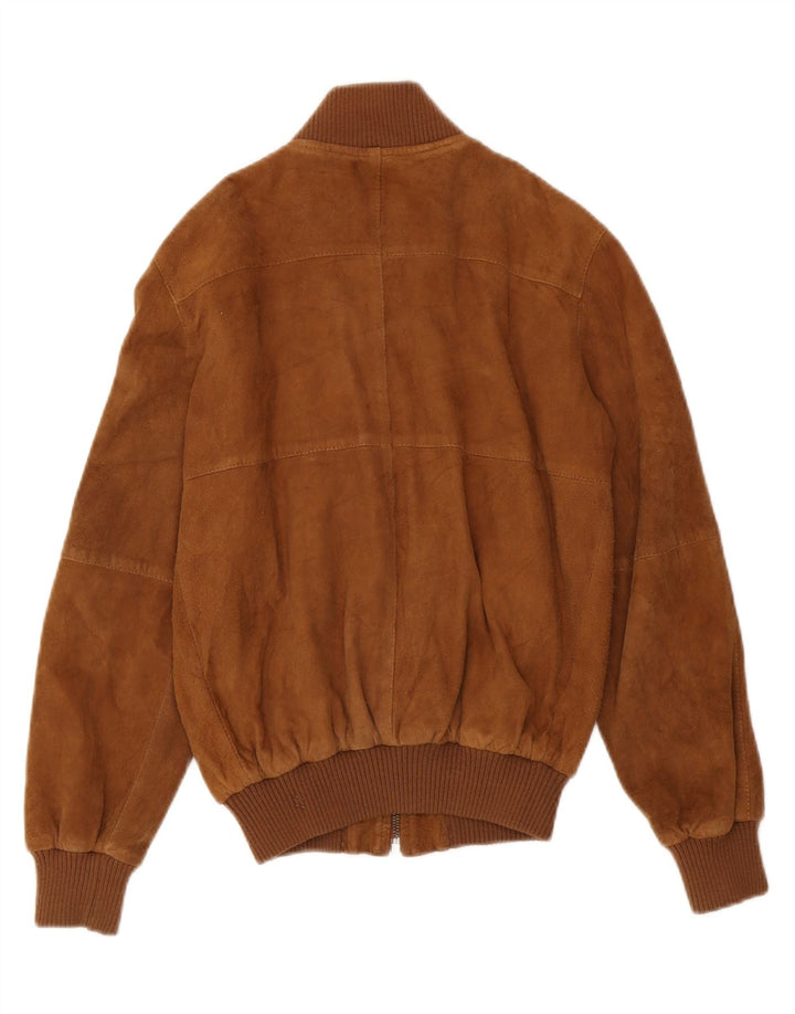 Giacca bomber scamosciata da donna vintage IT 40 piccola marrone