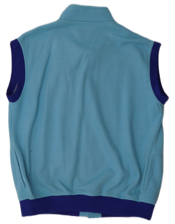 Giacca da ginnastica vintage da uomo senza maniche, grande color block blu