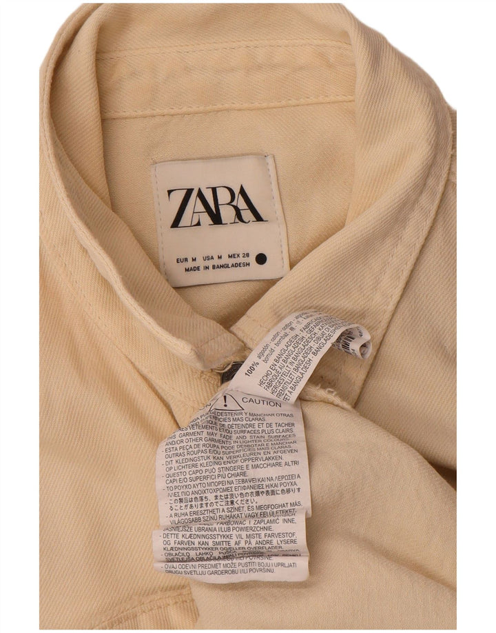 Camicia di jeans oversize da donna Zara UK 14 Cotone bianco sporco medio