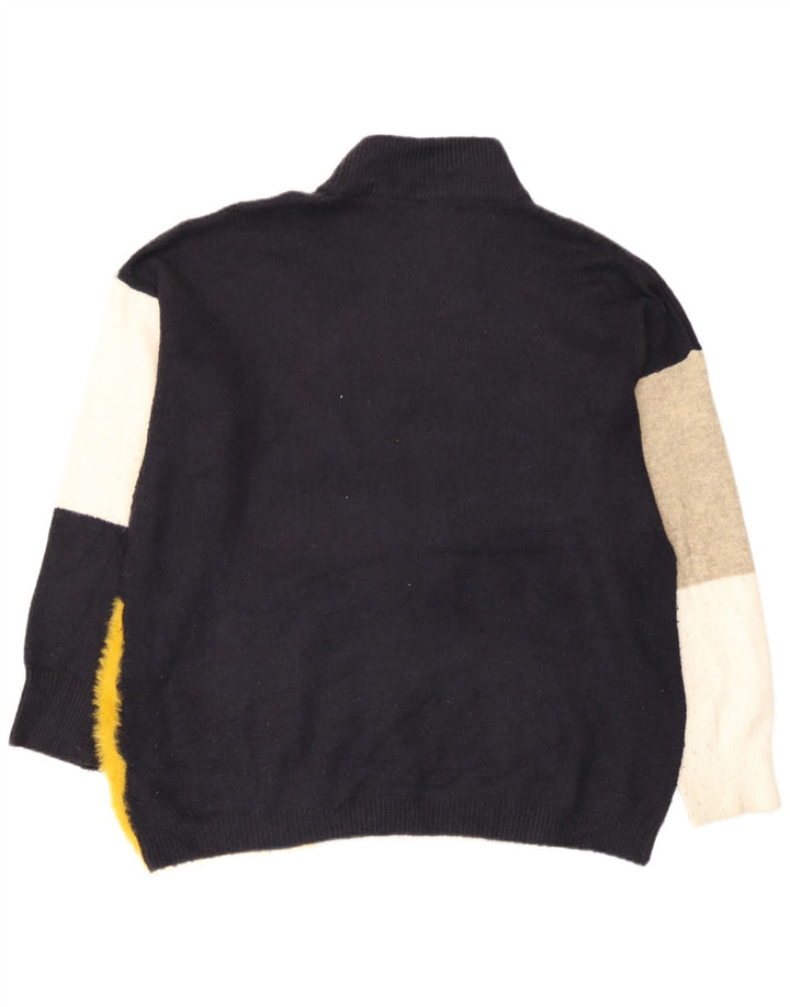 Marks & Spencer Maglione da uomo con collo alto e maglione grande blu navy a blocchi di colore
